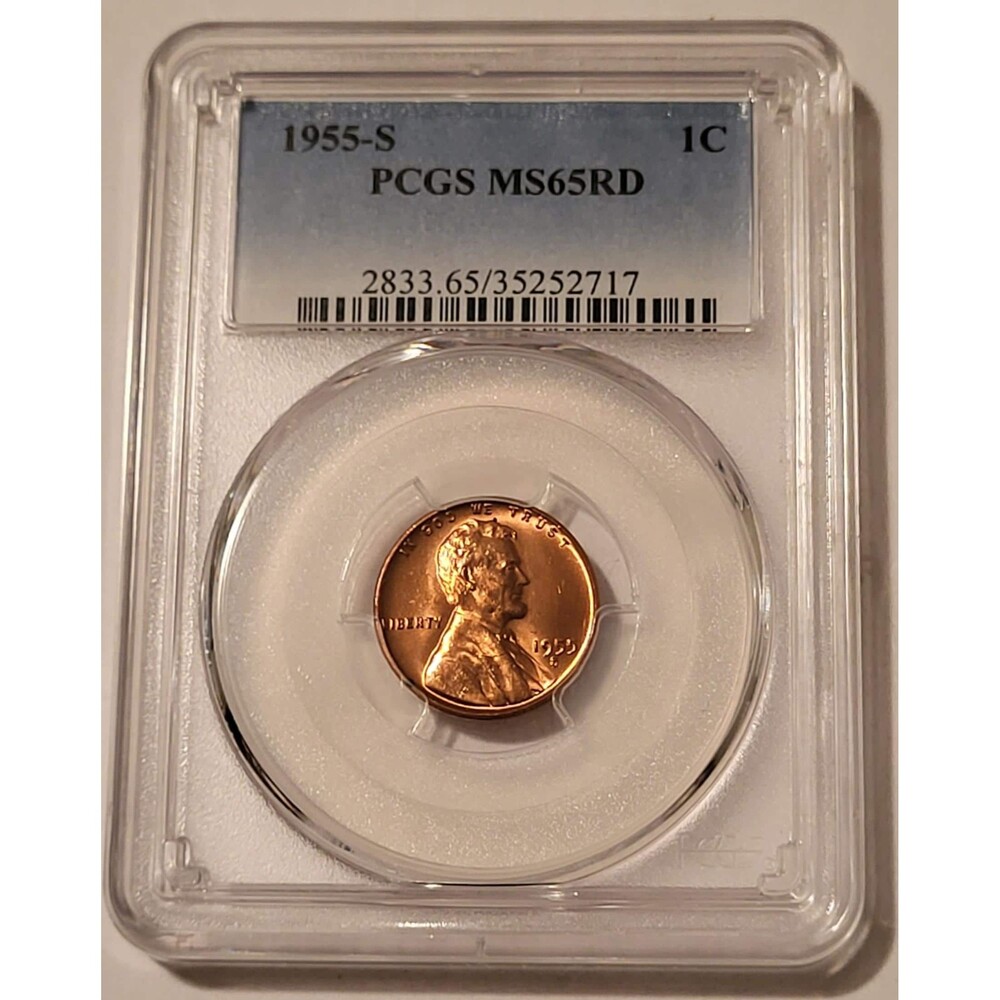 1955 S Lincoln Wheat Cent MS65 RED PCGS